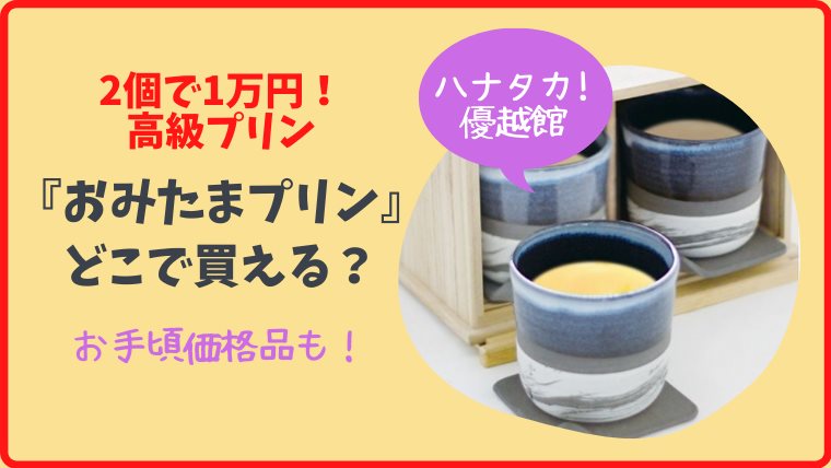 ハナタカ】2個で1万円のプリン『おみたまプリン』はどこで買える？通販は｜とまとまり木